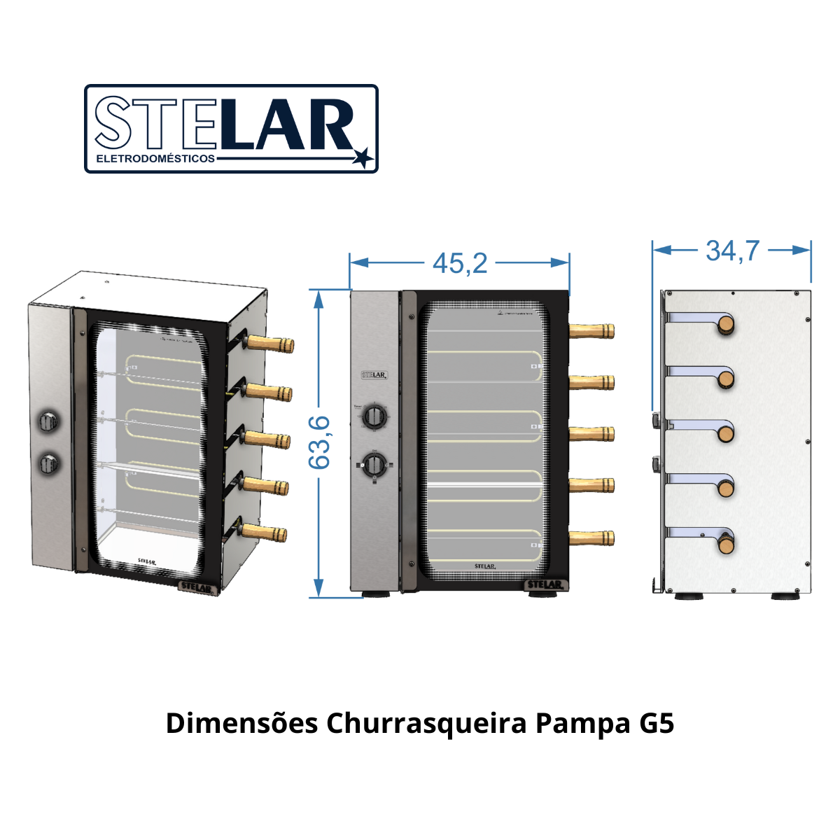 Churrasqueira Elétrica Rotativa Stelar de 5 Espetos - Imagem 5
