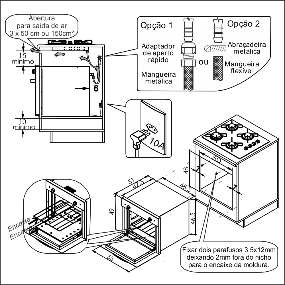 Forno à Gás de Embutir Stelar 46 litros Napoli Preto - Imagem 5