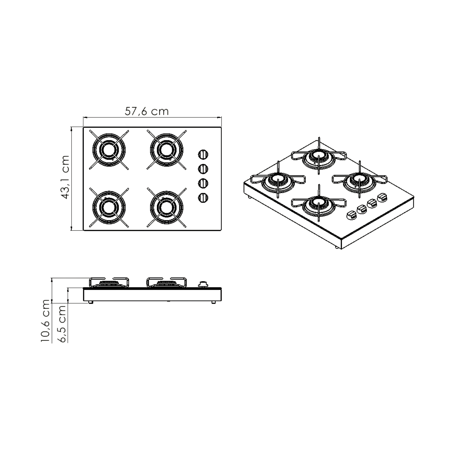 Fogão de bancada a Gás 4 Bocas Stelar Euro Preto - Imagem 3