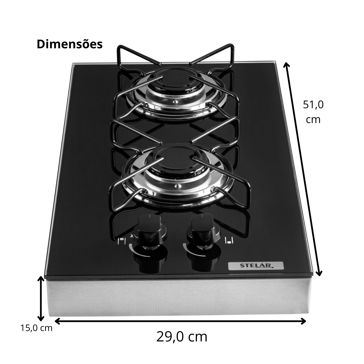 Fogão de bancada a Gás 2 Bocas Stelar Euro Preto - Imagem 2