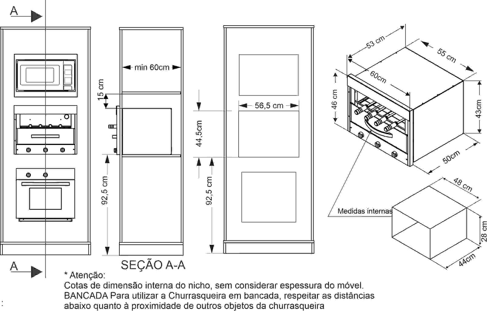 Churrasqueira Elétrica Rotativa Stelar de Embutir 4 Espetos - Imagem 7