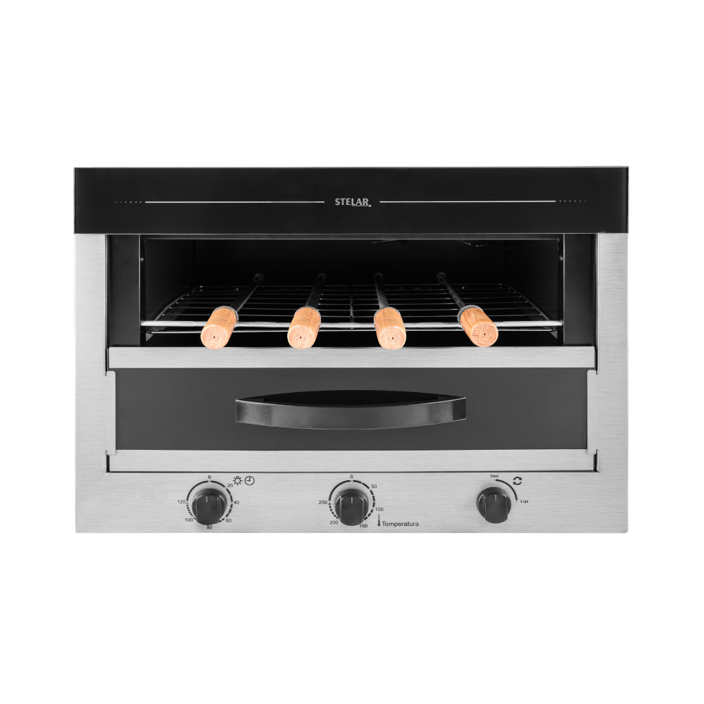 Churrasqueira Elétrica Rotativa Stelar de Embutir 4 Espetos